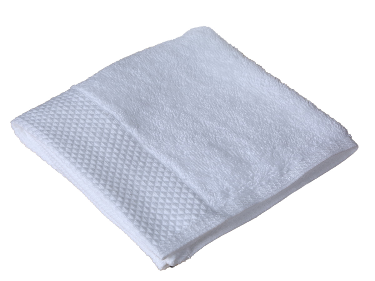 white dobby border face washer