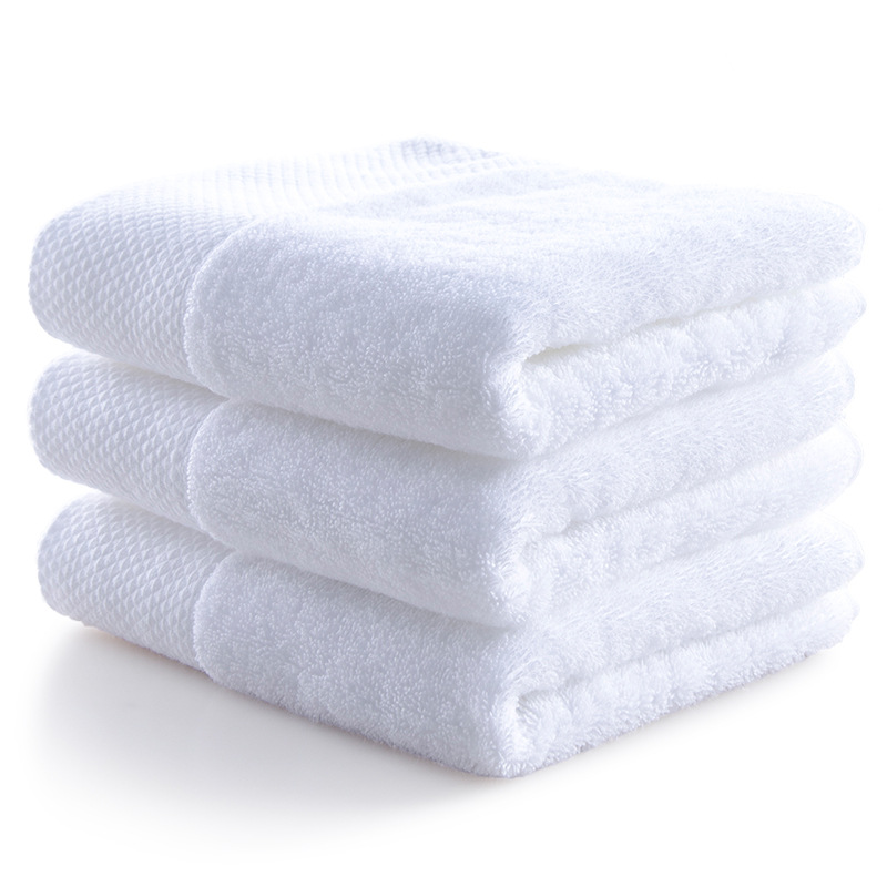 Hospitality white dobby border Hand Towels